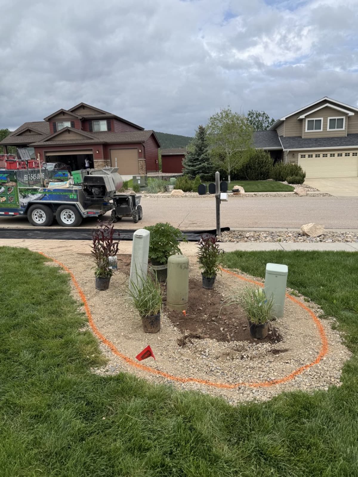 Fresh plantings and garden bed layout for a Black Hills residential property